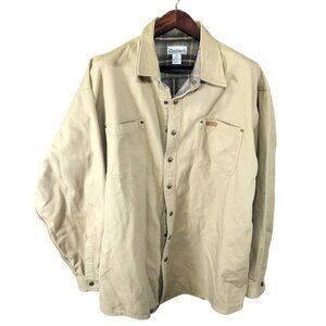 Vintage Carhartt Mens Shirt Jacket XLT Khaki Flannel Lined Snap Shacket S96GKH